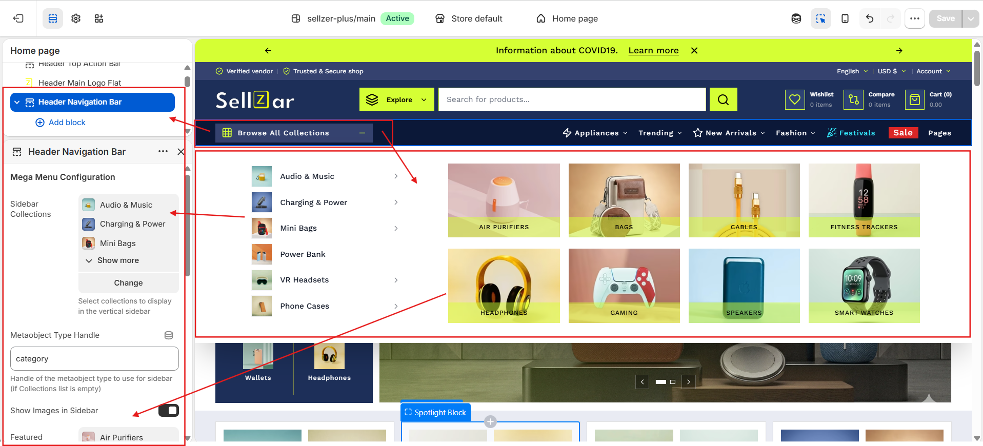 Mega Menu in Customizer